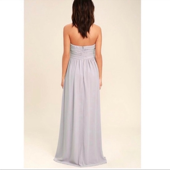 Lulu’s All Afloat Light Grey Strapless Maxi Dress Size Medium - Picture 2 of 11